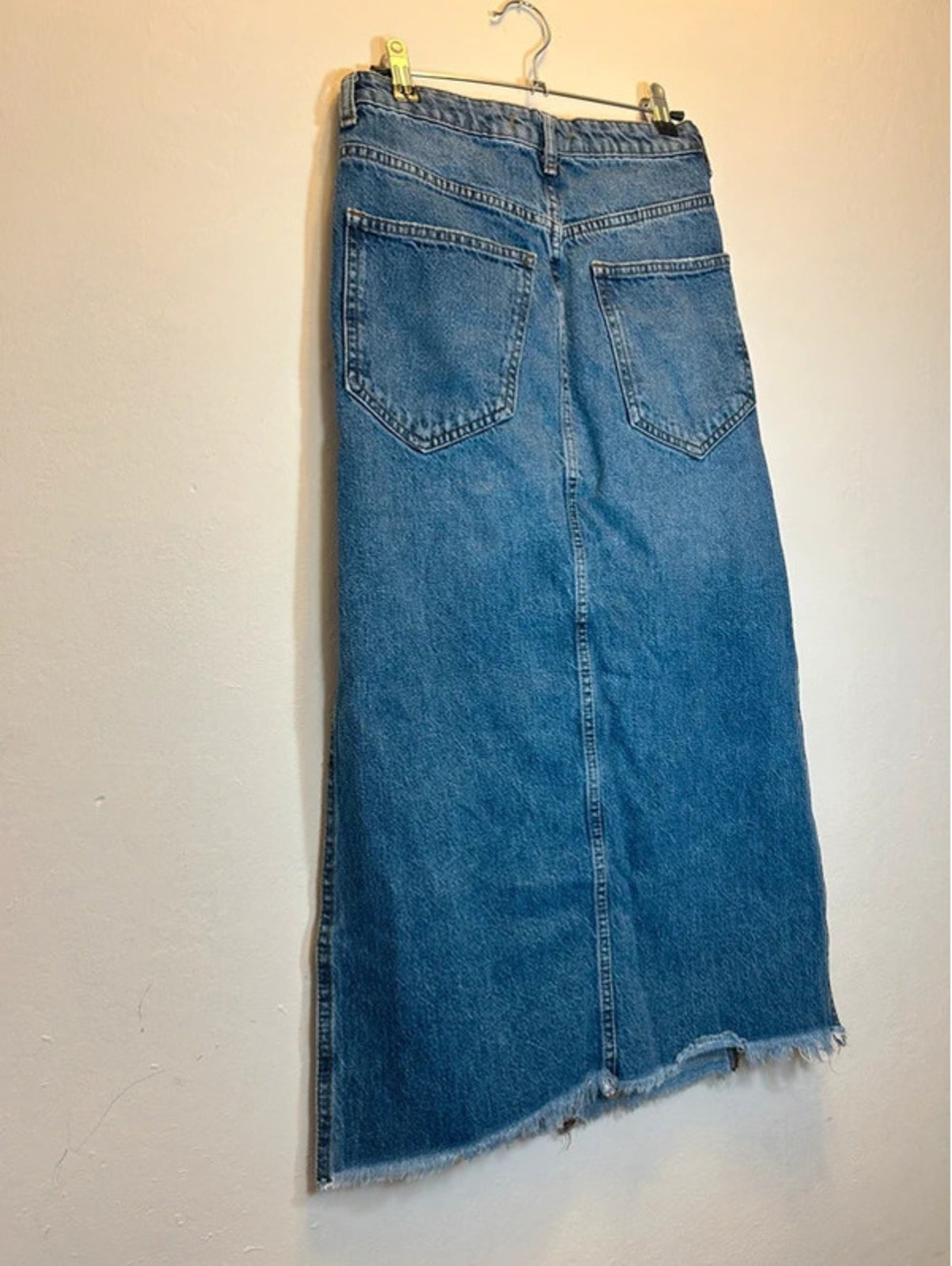 Free People Long Denim Midi Skirt with Leg Slits - Picture 3 of 5
